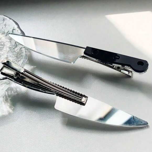 Goth Knife Hair accessory Horror, Spooky, Silver & Black Color, Costume - Picture 3 of 4